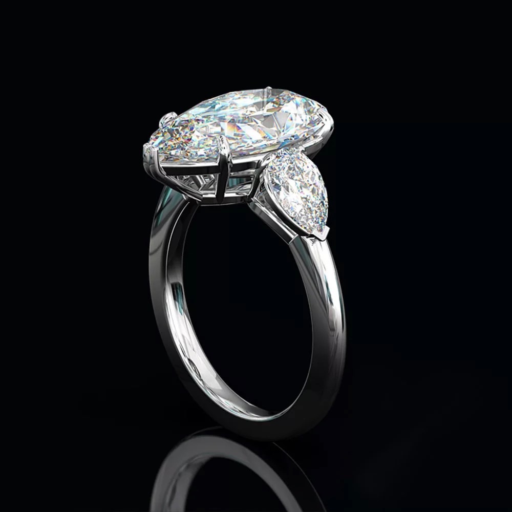 New 925 Silver Three Water Drop Romantic Diamond Ring - Picture 2 of 6